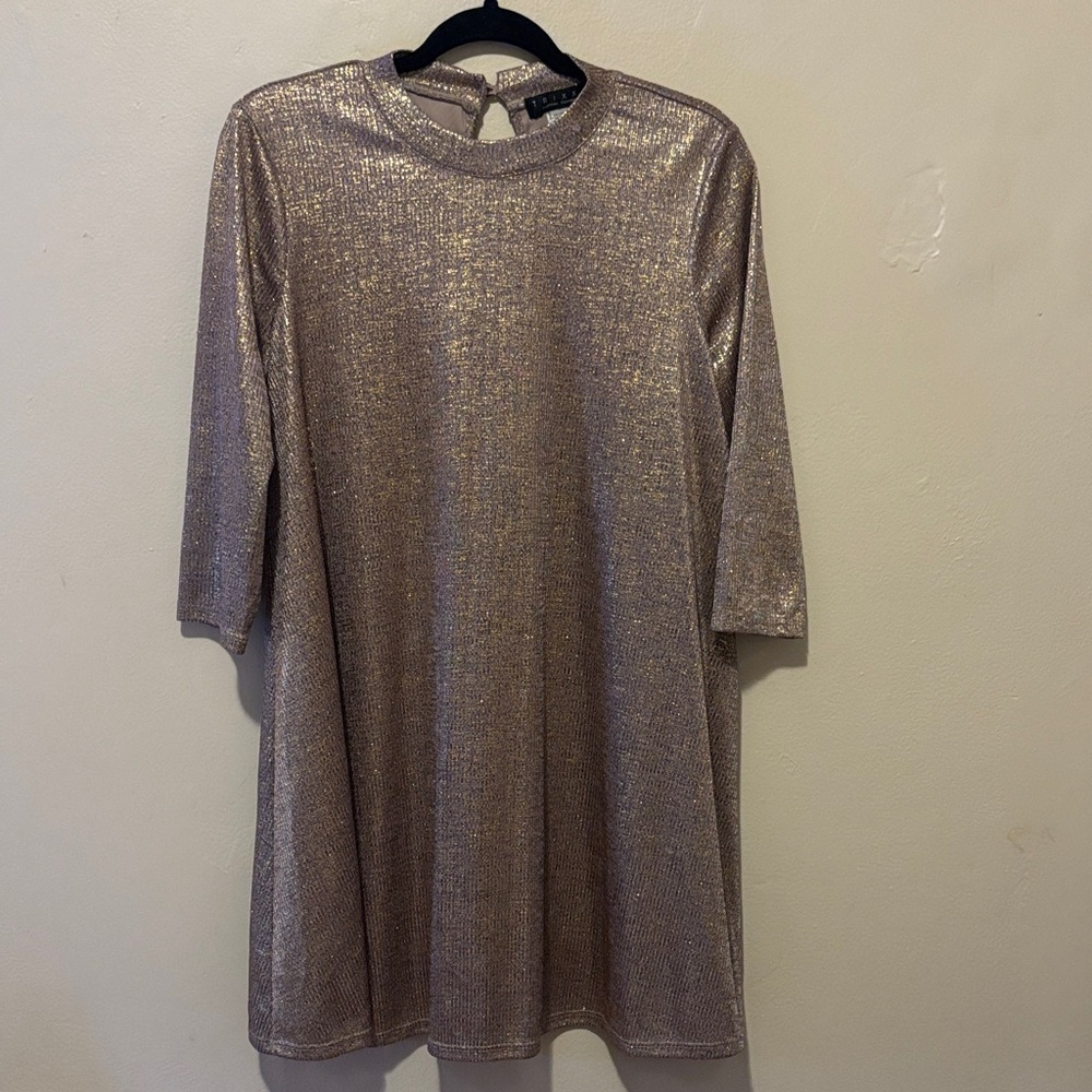 Trixxi Gold Metallic Mini Dress